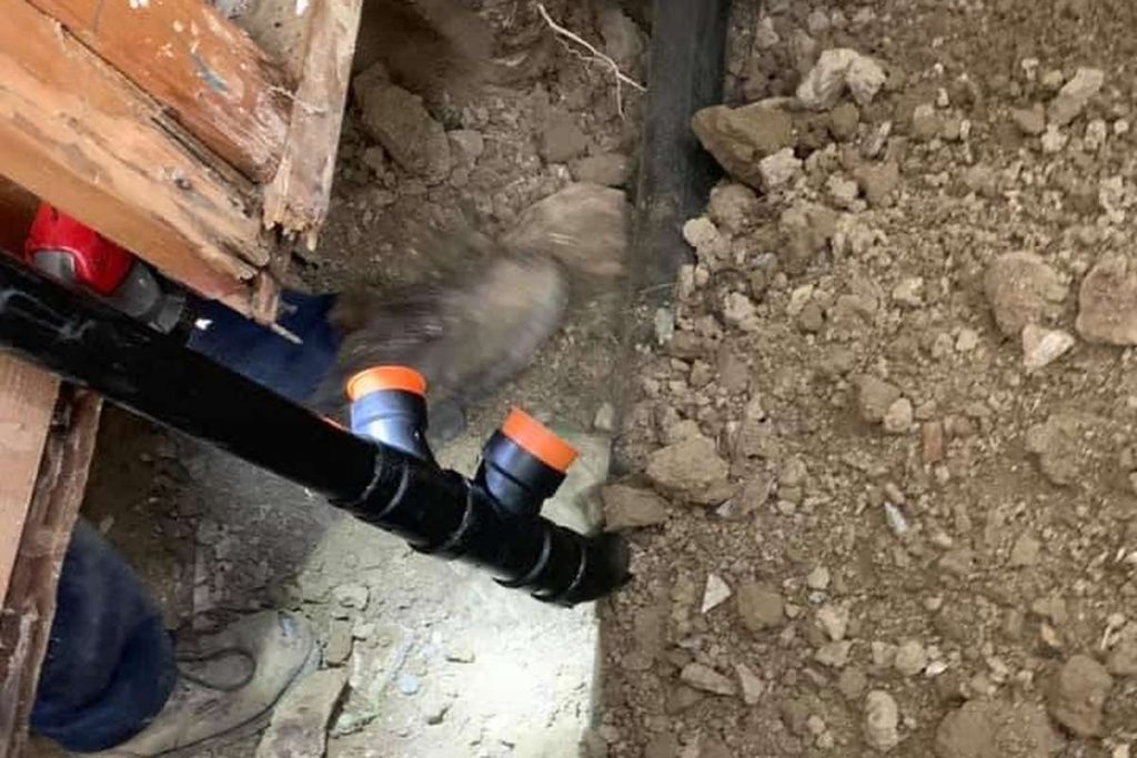 New drain line run through the opened slab