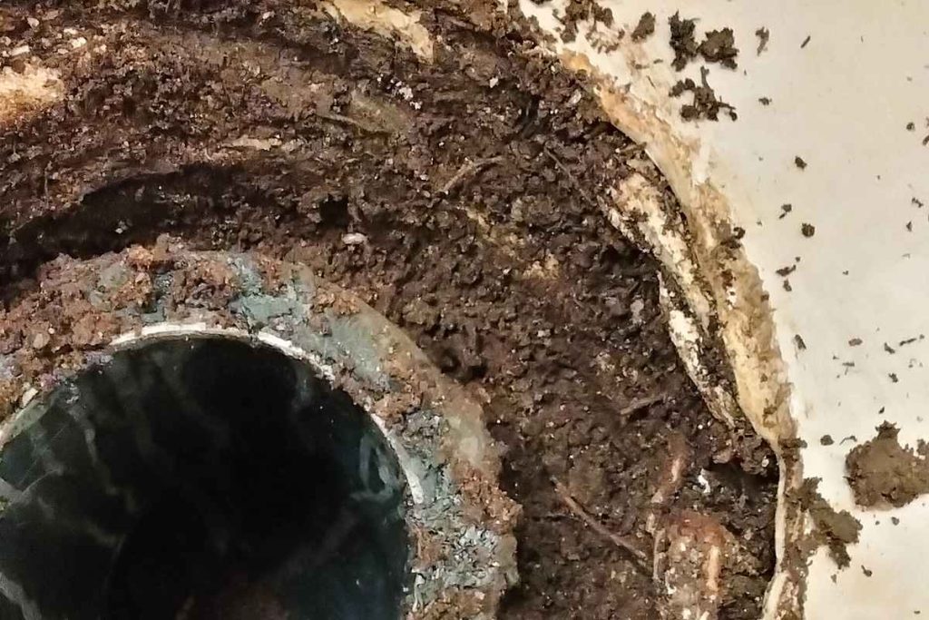 Corroded closet flange found under a pulled toilet
