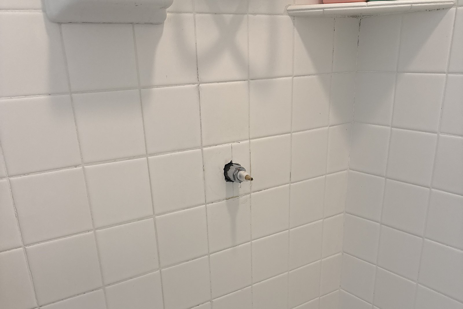 Tiled shower stall ready for the new valve trim