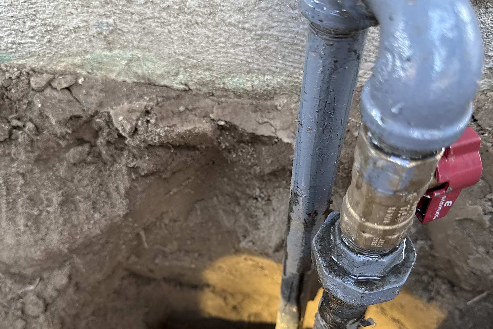 New yellow gas line connected at the meter riser