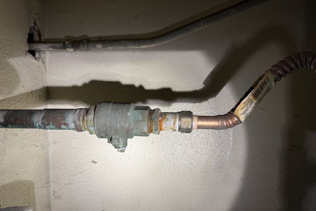 Gas supply piping rebuilt at the appliance connection