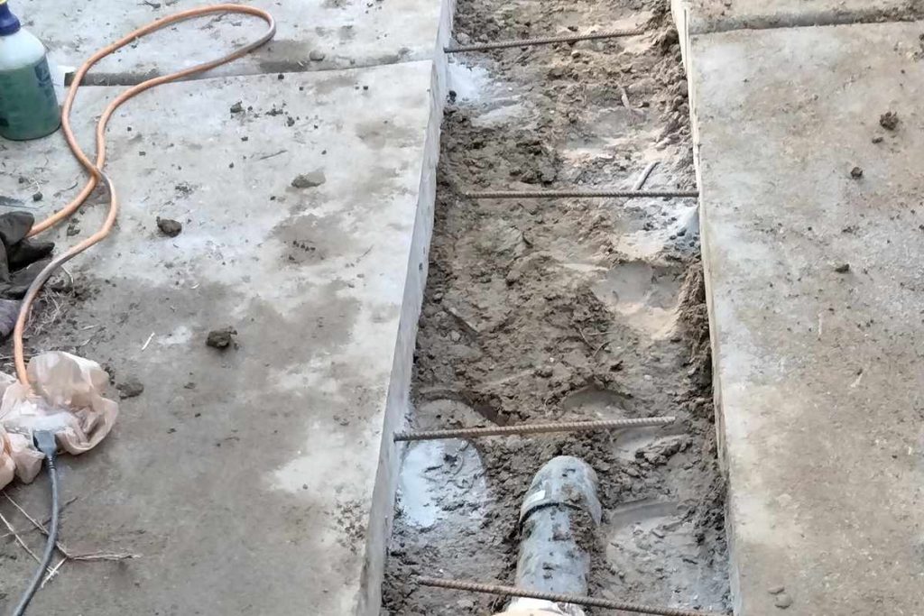 Narrow slab channel cut to run a new line