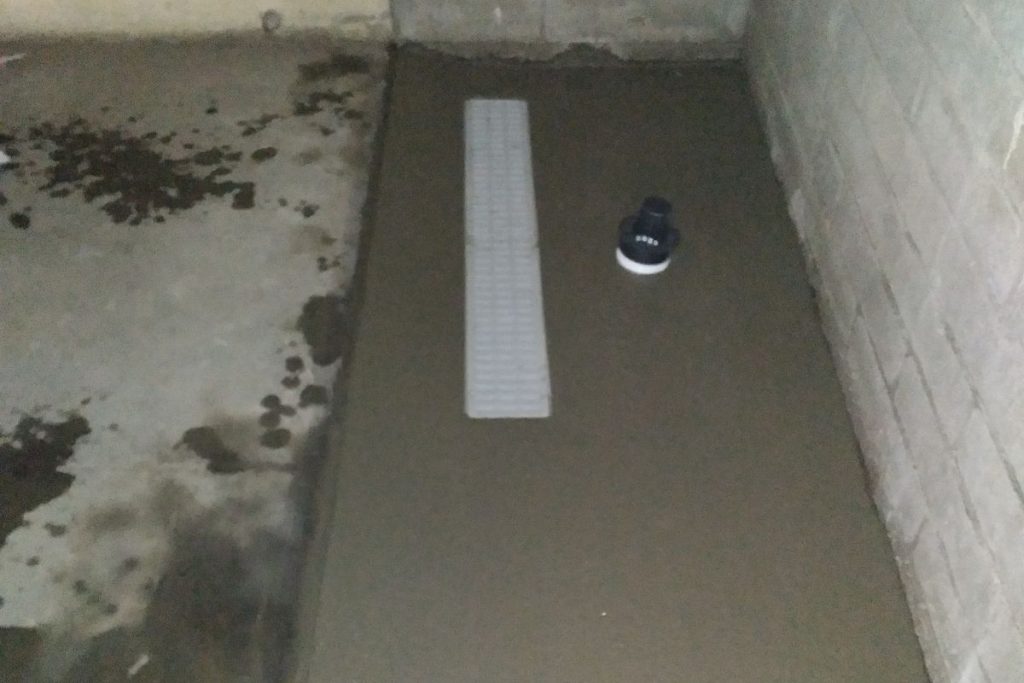 Shower pan area opened down to the slab
