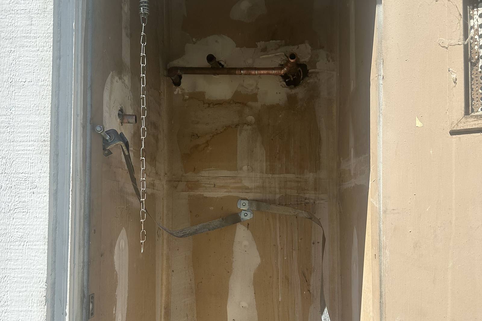 Water heater closet prepared with new supply connections