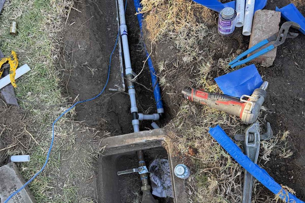 New water service line run to the meter box